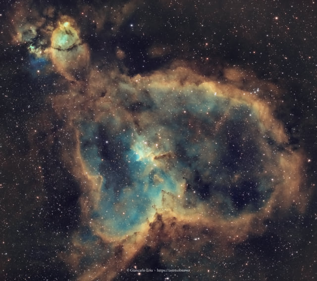 Heart Nebula (IC 1805) – Hubble Palette Narrowband