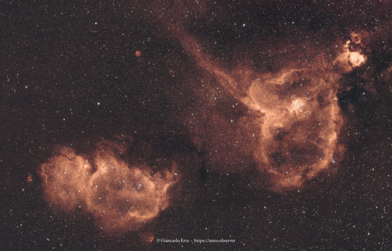 Heart & Soul Nebulae (IC1805 & IC1848)