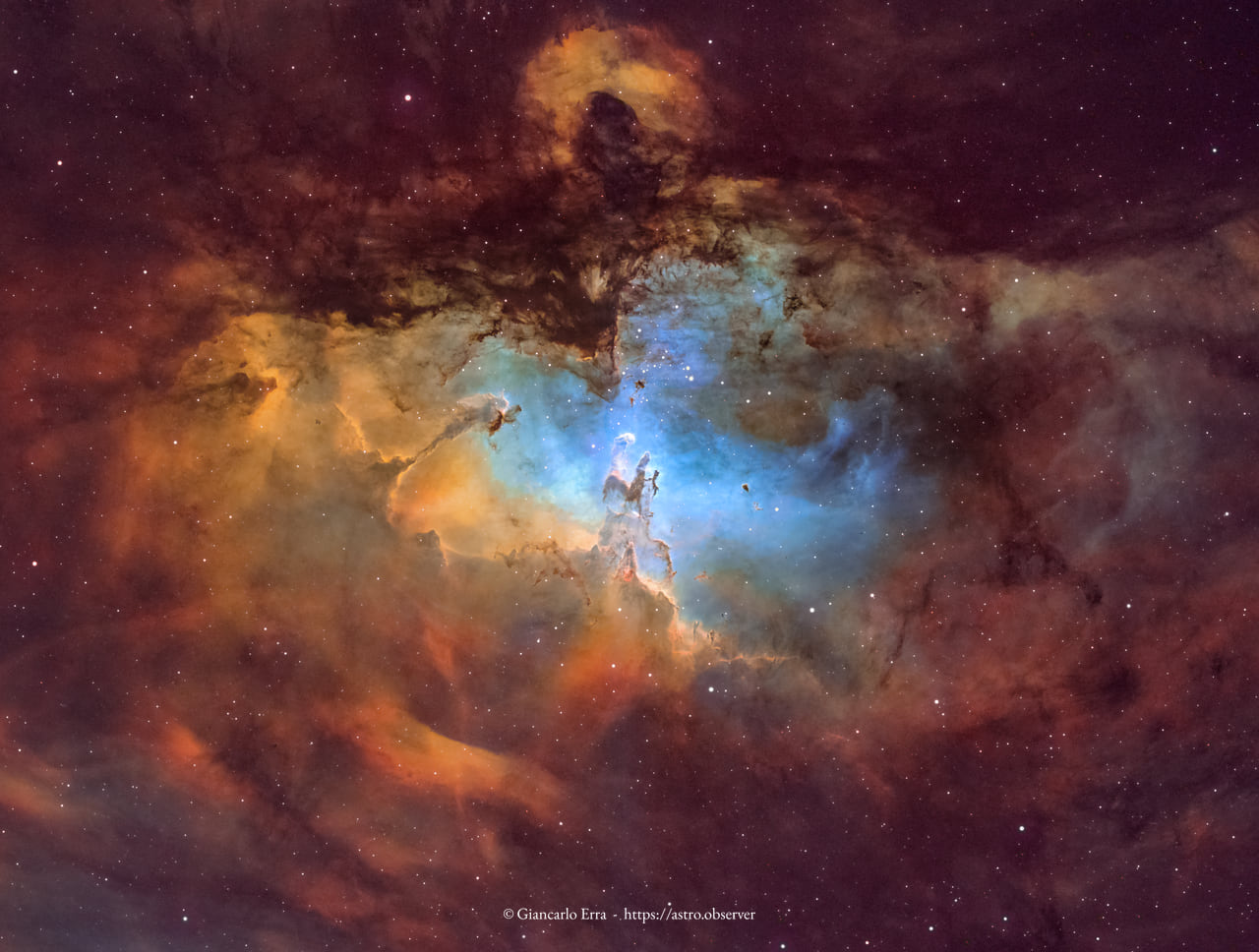 M16 – Eagle Nebula (Pillars of Creation) – Hubble Palette