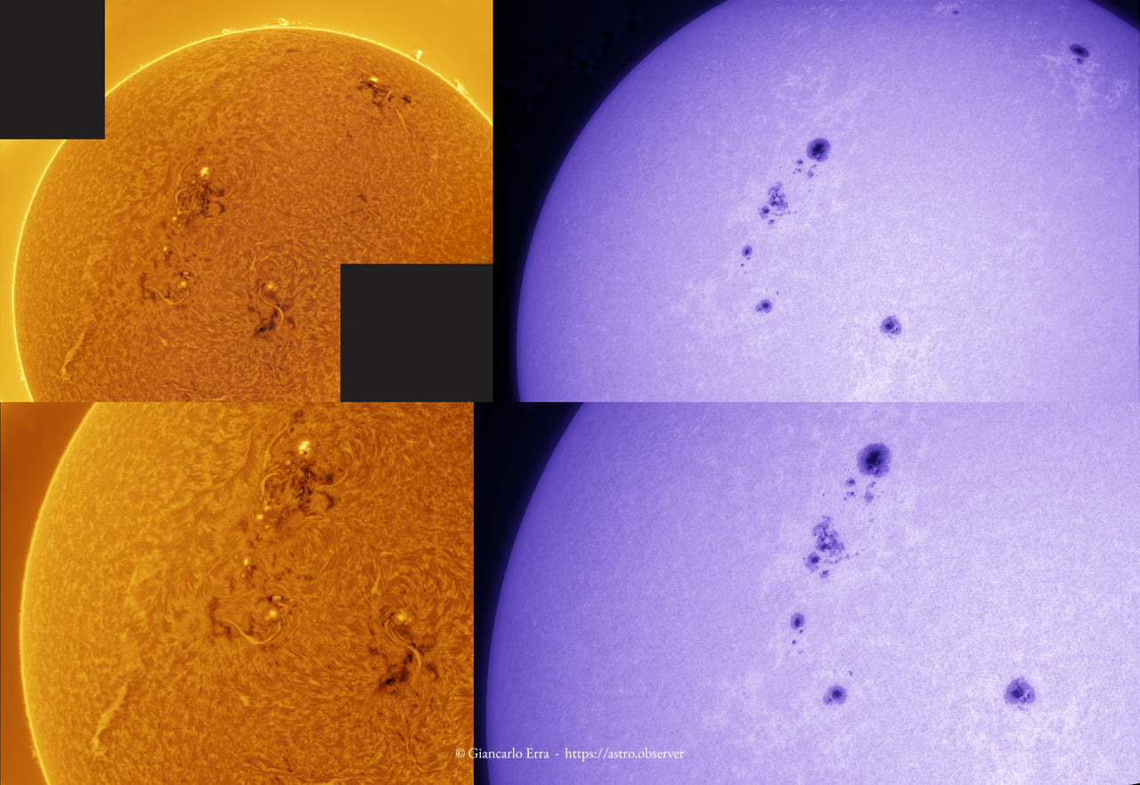Sun (AR 4197) in H-alpha and Calcium-K